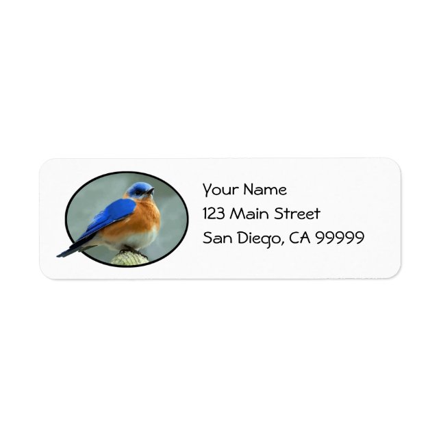 Bluebird in Oval Frame Return Address Label (Front)