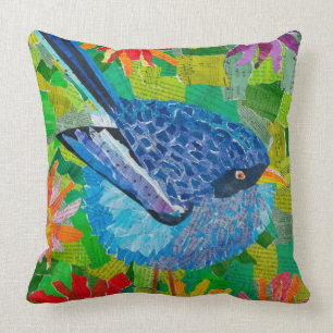 Bluebird in the Flowers Cushion