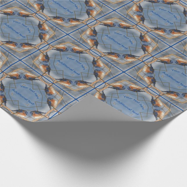 Bluebird Kaleidoscope Nature Art Personalised Wrapping Paper (Corner)