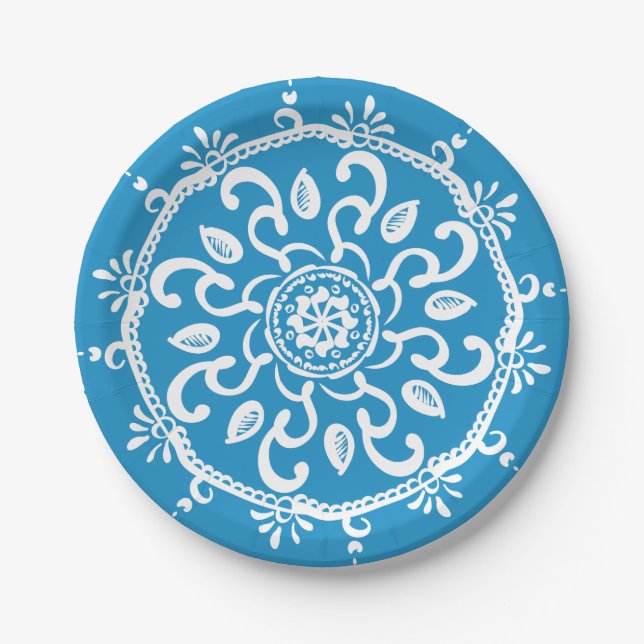 Bluebird Mandala Paper Plate (Front)