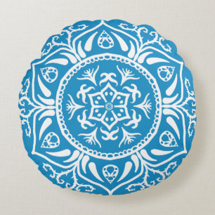 Bluebird Mandala Round Cushion