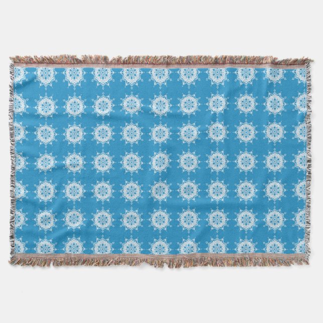 Bluebird Mandala Throw Blanket (Front)