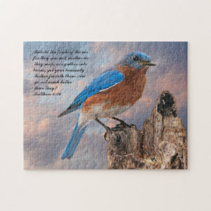 BLUEBIRD- Matthew 6:26  Jigsaw Puzzle