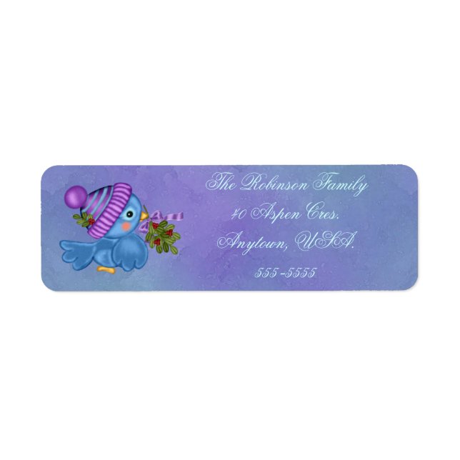 Bluebird & Mistletoe Christmas Address Labels (Front)