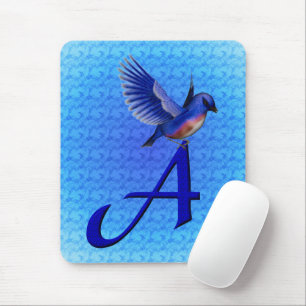 Bluebird Monogram Initial A Mouse Pad