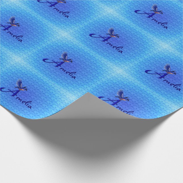 Bluebird Monogram Initial A Personalised Wrapping Paper (Corner)