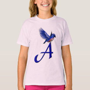 Bluebird Monogram Initial A  T-Shirt