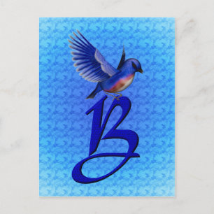 Bluebird Monogram Initial B Elegant Postcard