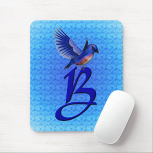 Bluebird Monogram Initial B Mouse Pad