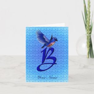 Bluebird Monogram Initial B Personalised Note Card