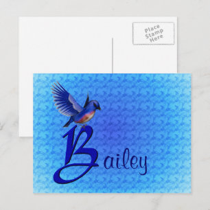 Bluebird Monogram Initial B Personalised Postcard