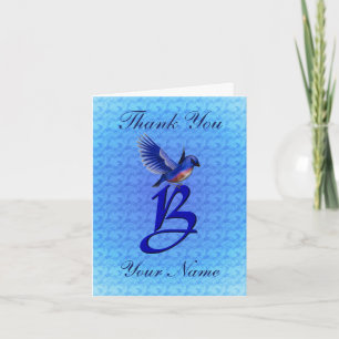 Bluebird Monogram Initial B Personalised Thank You Card