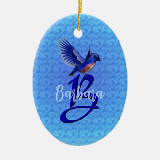 Bluebird Monogram Initial B Personalized Ceramic Ornament