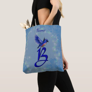 Bluebird Monogram Initial B Prsonalized Tote Bag