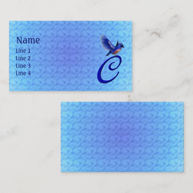 Bluebird Monogram Initial C Elegant Business Card (Front/Back)