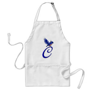 Bluebird Monogram Initial C Elegant Standard Apron