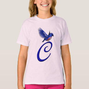 Bluebird Monogram Initial C Elegant  T-Shirt