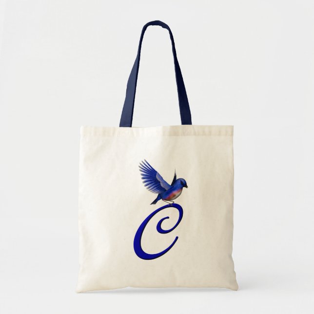 Bluebird Monogram Initial C Elegant Tote Bag (Front)