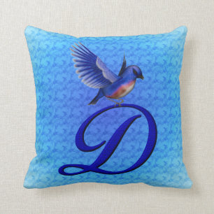 Bluebird Monogram Initial D Cushion