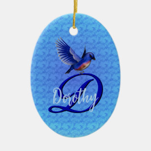 Bluebird Monogram Initial D Personalised Ceramic Ornament