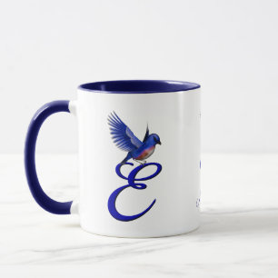 Bluebird Monogram Initial E Elegant Personalised Mug