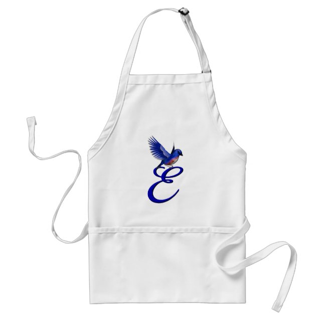 Bluebird Monogram Initial E Elegant Standard Apron (Front)