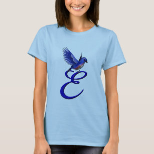 Bluebird Monogram Initial E Elegant T-Shirt
