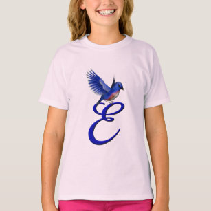 Bluebird Monogram Initial E Elegant  T-Shirt