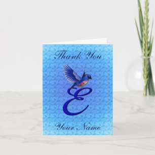 Bluebird Monogram Initial E Personalised Thank You Card