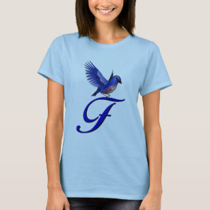 Bluebird Monogram Initial F Elegant T-Shirt