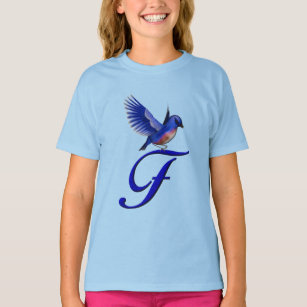 Bluebird Monogram Initial F Elegant  T-Shirt