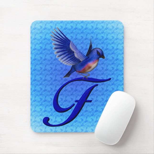 Bluebird Monogram Initial F Mouse Pad (With Mouse)