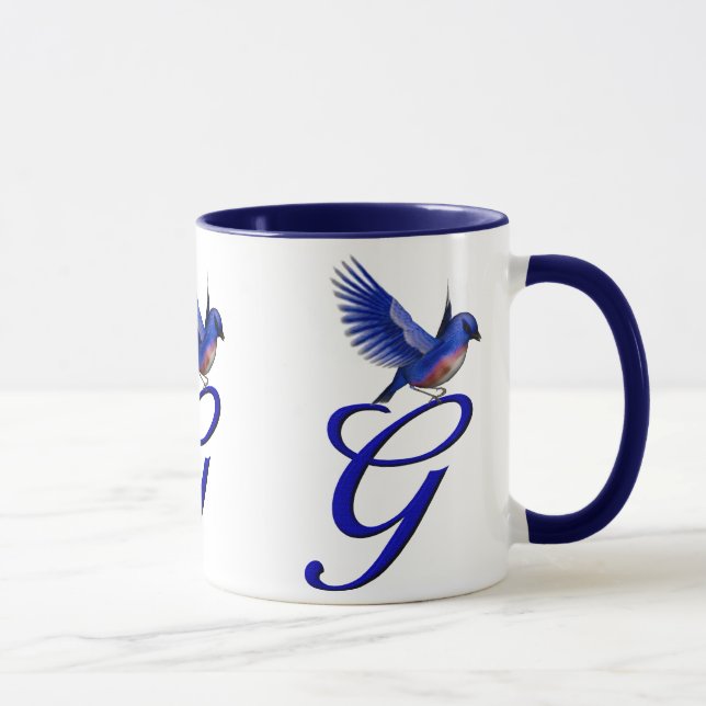 Bluebird Monogram Initial G Elegant Mug (Right)
