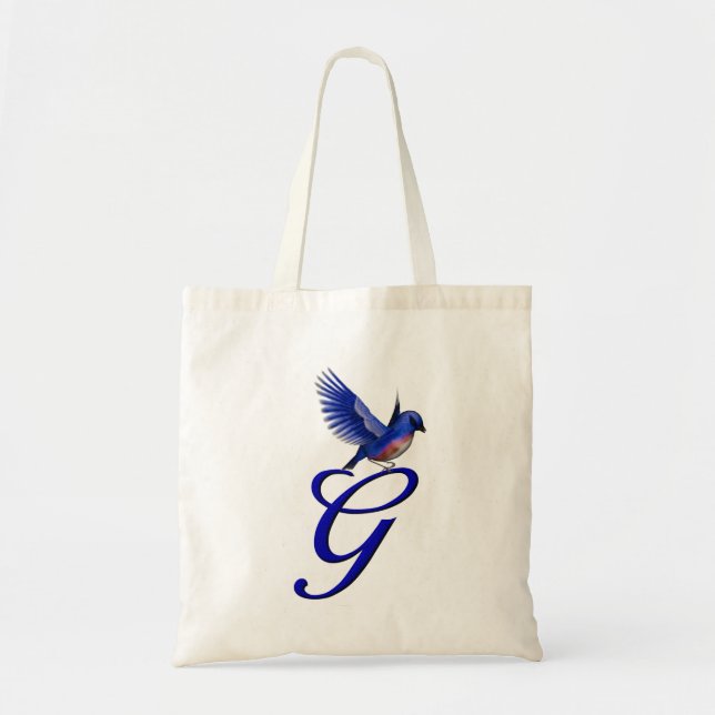 Bluebird Monogram Initial G Elegant Tote Bag (Front)