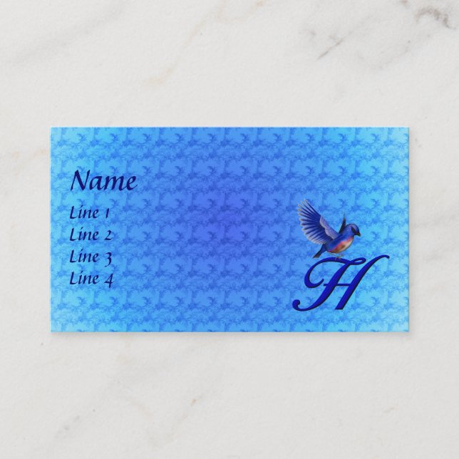 Bluebird Monogram Initial H Elegant Business Card (Front)