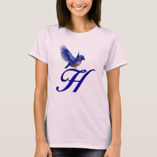 Bluebird Monogram Initial H Elegant T-Shirt