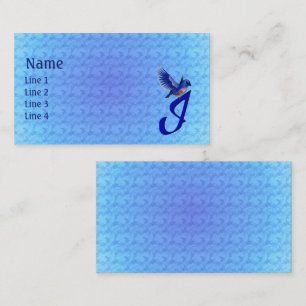 Bluebird Monogram Initial I Elegant Business Card