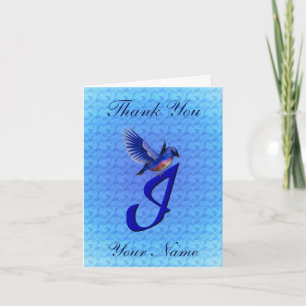 Bluebird Monogram Initial I Personalised Thank You Card