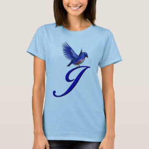 Bluebird Monogram Initial J Elegant T-Shirt