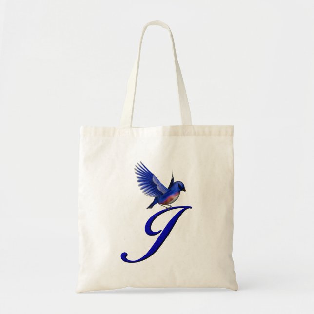 Bluebird Monogram Initial J Tote Bag (Front)