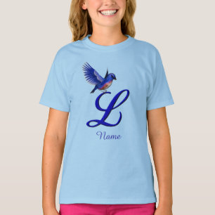 Bluebird Monogram Initial L Elegant Personalised T-Shirt