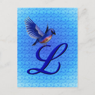 Bluebird Monogram Initial L Elegant Postcard