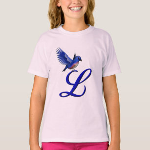 Bluebird Monogram Initial L Elegant  T-Shirt