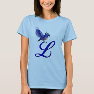 Bluebird Monogram Initial L Elegant T-Shirt