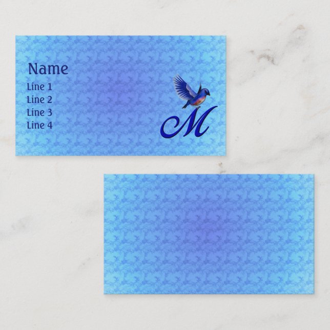 Bluebird Monogram Initial M Elegant Business Card (Front/Back)