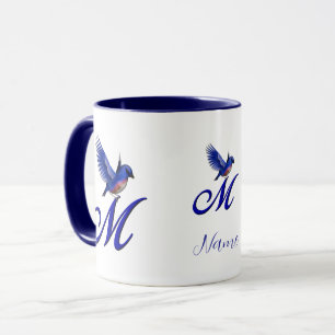 Bluebird Monogram Initial M Elegant Personalised Mug