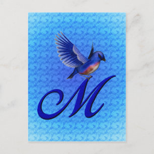 Bluebird Monogram Initial M Elegant Postcard