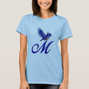 Bluebird Monogram Initial M Elegant T-Shirt