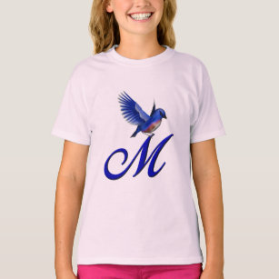 Bluebird Monogram Initial M Elegant  T-Shirt