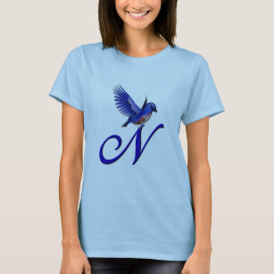 Bluebird Monogram Initial N Elegant T-Shirt